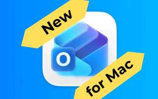 Outlook logo with text stating "New for Mac"